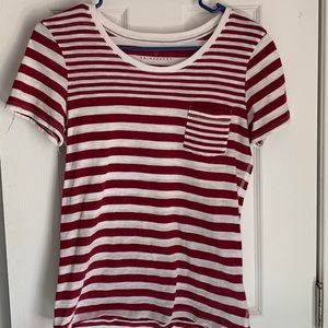 Short Sleeve Red & White Stripped T-Shirt
